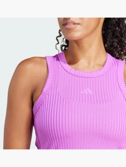 Damen adidas All Gym Seasonal Rib Tight Fit Tonal 3-Streifen Tanktop