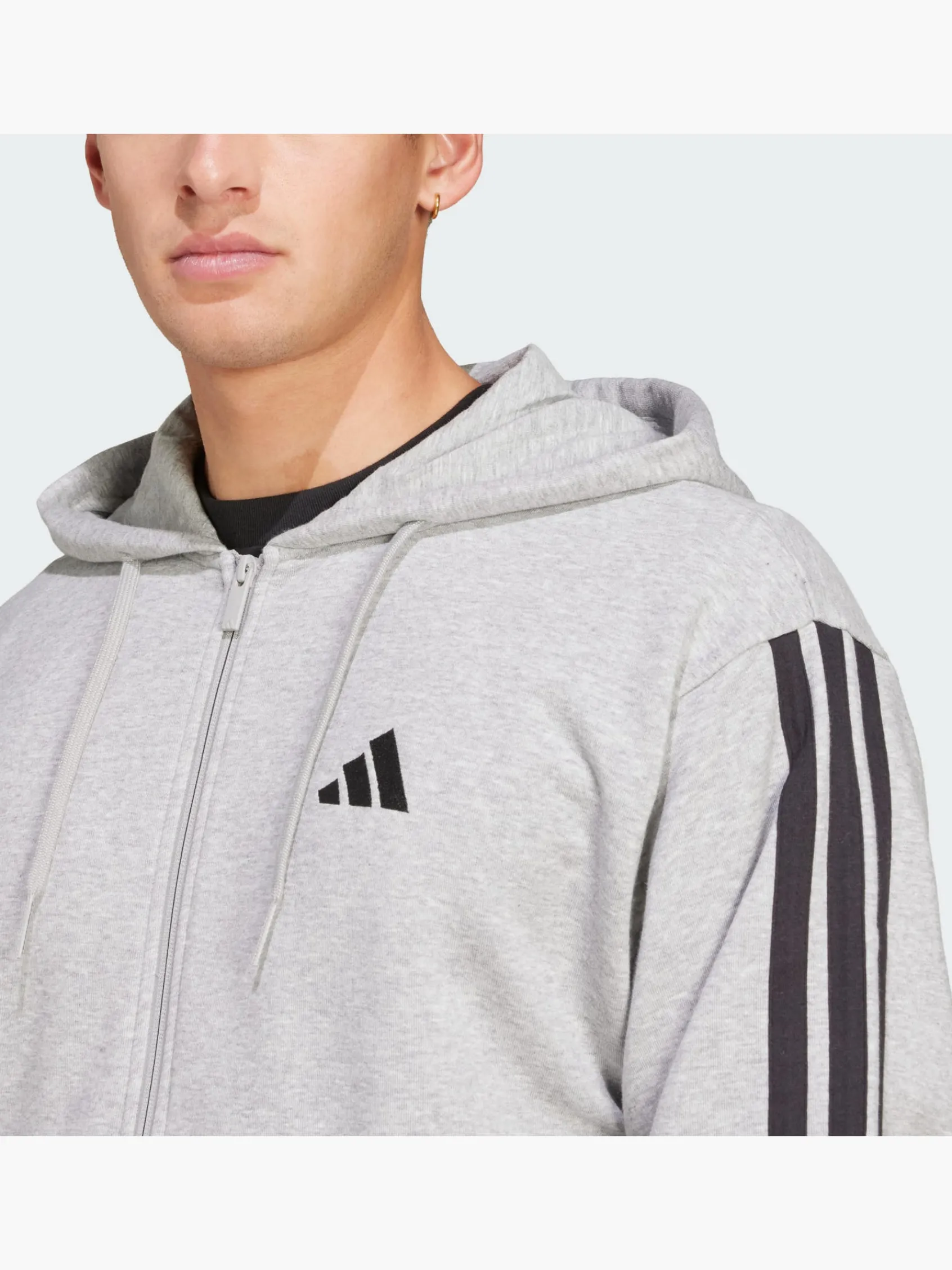 Herren adidas Essentials 3-Streifen French Terry Kapuzenjacke