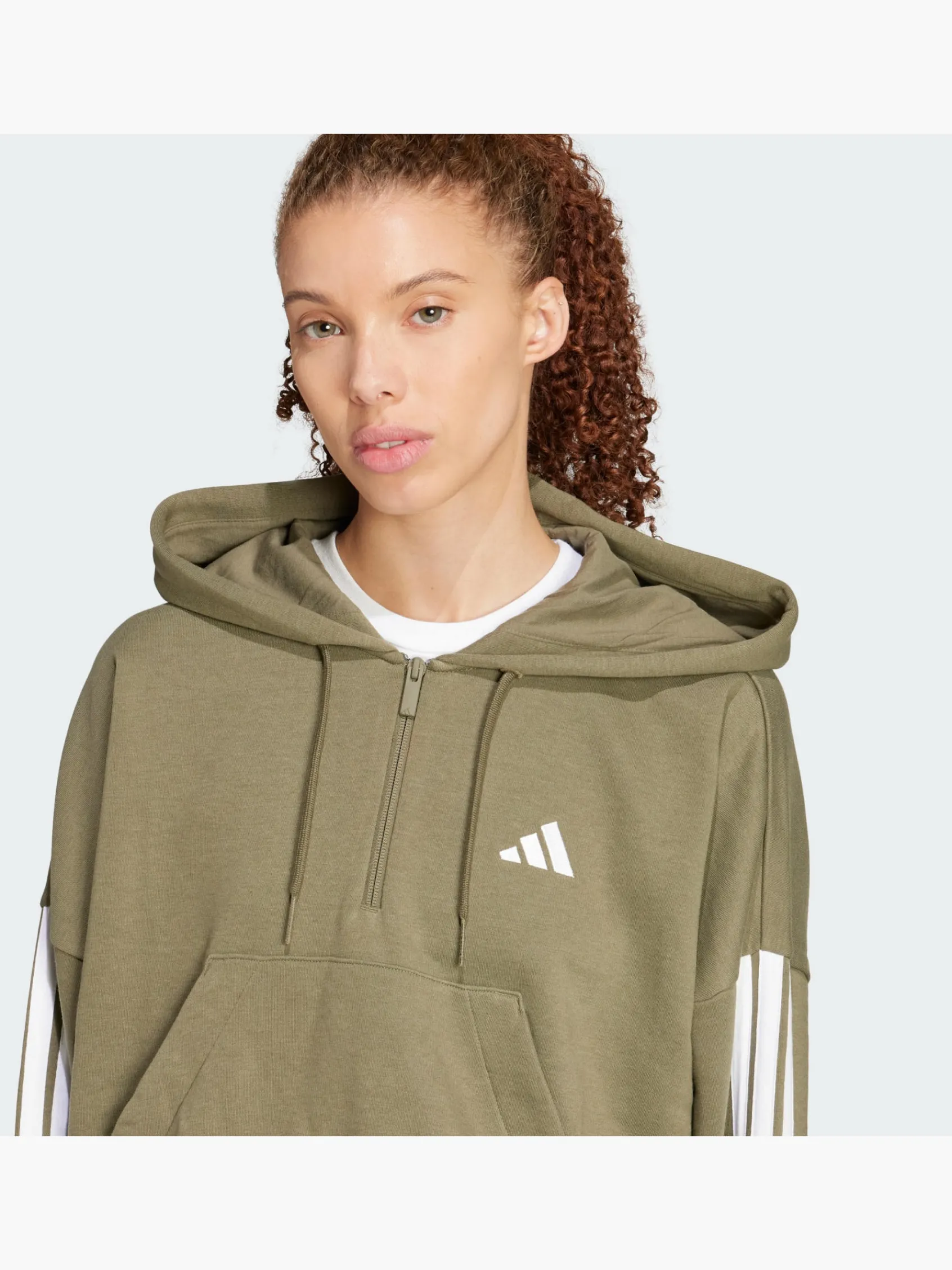 Damen adidas Essentials 3-Streifen French Terry Quarter-Zip Hoodie