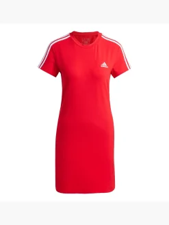 Damen adidas Essentials 3-Streifen Single Jersey Fitted T-Shirt-Kleid