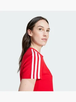 Damen adidas Essentials 3-Streifen Single Jersey Fitted T-Shirt-Kleid